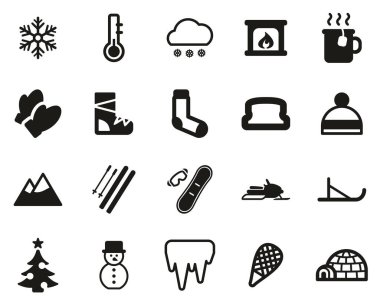 Kış Simgeleri Siyah & Beyaz Büyük Set