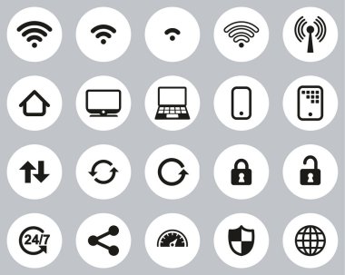 Wifi Bağlantısı Simgesi Siyah & Beyaz Düz Tasarım Çemberi Büyük Ayarla