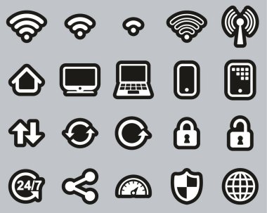 Wifi Bağlantısı Simgesi Siyah Etiketteki Beyaz Büyük Ayarlı