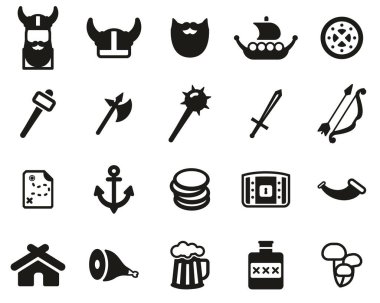 Viking Simgeleri Siyah & Beyaz Set Büyük