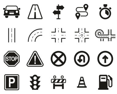 Trafik Simgeleri Siyah & Beyaz Büyük Ayarla