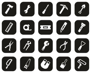 Araç Simgeleri Siyah Üzerine Beyaz Düz Tasarım Büyük Ayarlar