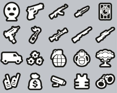 Terörist ya da Suikastçı Simgeleri Siyah Etiketli Beyaz Büyük