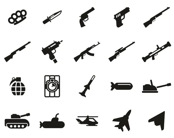 Оружие Иконки Черно Белый Набор Большой — стоковый вектор