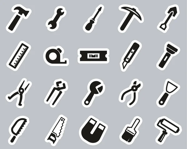 Outils Icônes Noir Blanc Autocollant Set Big — Image vectorielle