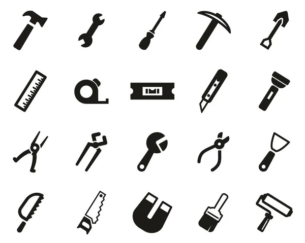 Tools Icons Schwarz Weiß Set Big — Stockvektor