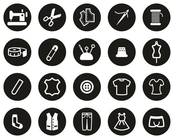 Tailor Shop Icons White Black Flat Design Circle — стоковый вектор