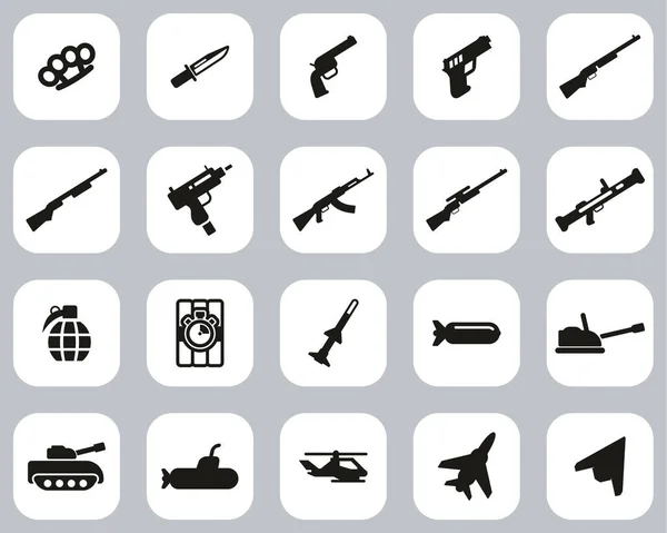 Weapons Icons Black White Flat Design Set Big Royalty Free Stock Illustrations