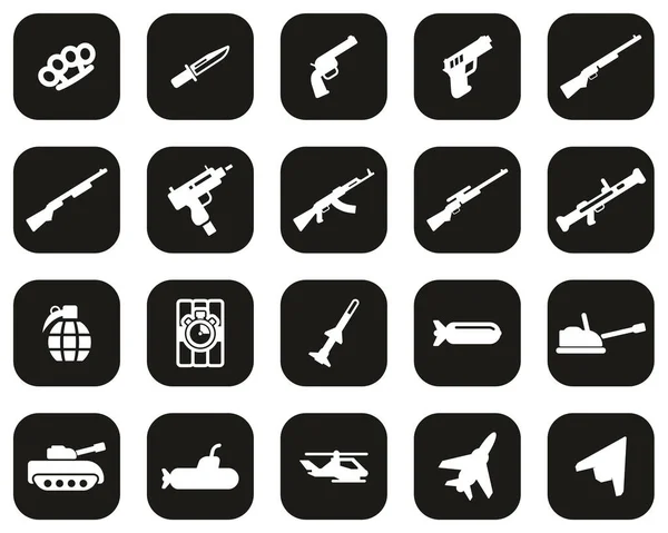 Weapons Icons White Black Flat Design Set Big Royalty Free Stock Vectors