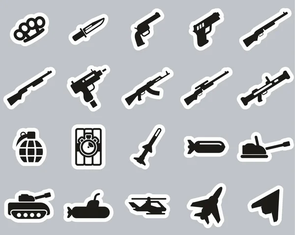Weapons Icons Black White Sticker Set Big Royalty Free Stock Illustrations