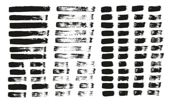フラットペイントブラシ細い直線高詳細抽象ベクトル背景ミックスセット — ストックベクタ