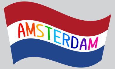 Hollanda bayrağı sallayarak kelime ile Amsterdam