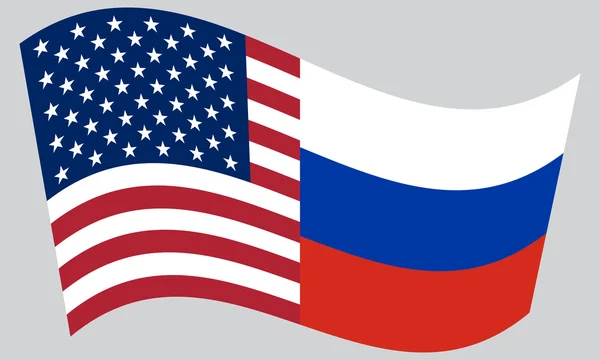 アメリカとロシアの旗を振ったり — ストックベクタ