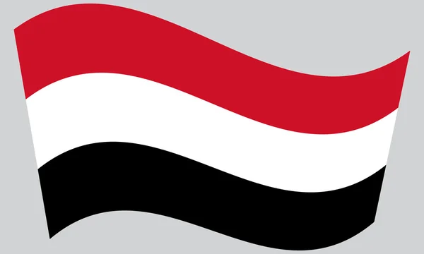 Flagge von Jemen schwenkend — Stockvektor