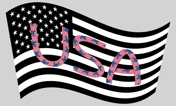 Americká vlajka mávání slovem Usa — Stockový vektor