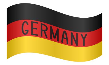 Alman bayrağı sallayarak kelime beyaz Almanya ile