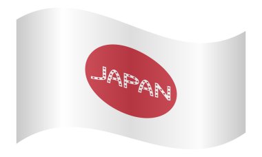 Japon bayrağı sallayarak kelime beyaz Japonya ile