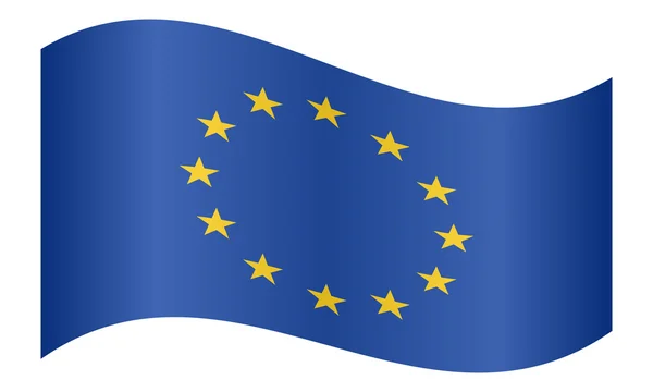 Bandeira da Europa, União Europeia, acenando sobre branco —  Vetores de Stock