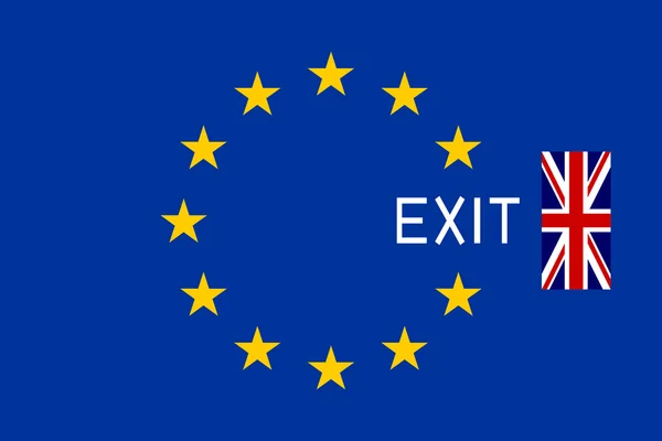 Bandeiras da Europa e Reino Unido com palavra Exit — Vetor de Stock