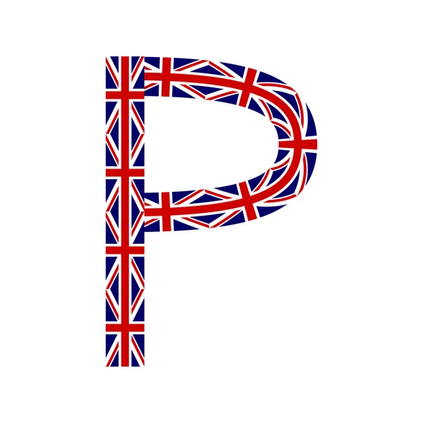 Letra P hecha de banderas del Reino Unido — Vector de stock