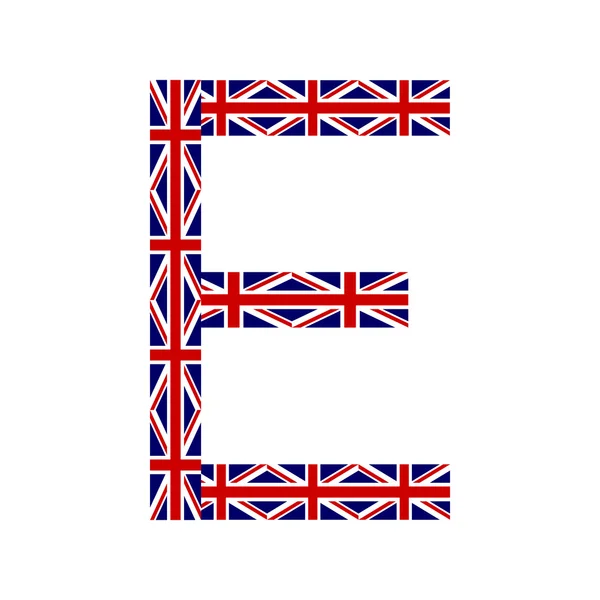 Carta E hecha de banderas del Reino Unido — Vector de stock