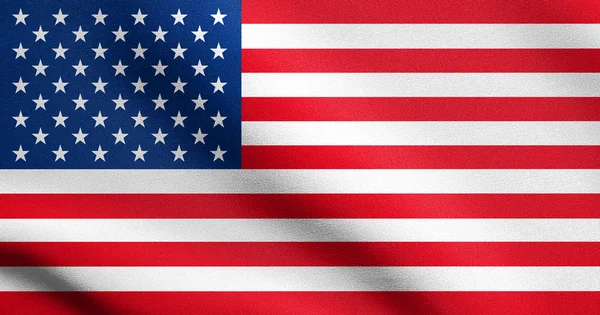 Amerikaanse vlag zwaaien in de wind met textuur van de stof — Stockfoto