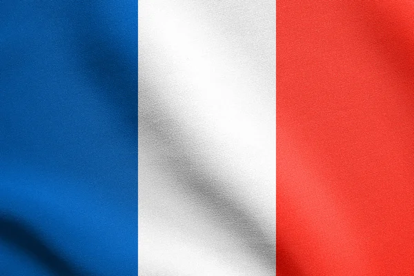 Прапор Франції, розмахуючи в вітер з текстурою тканини — стокове фото