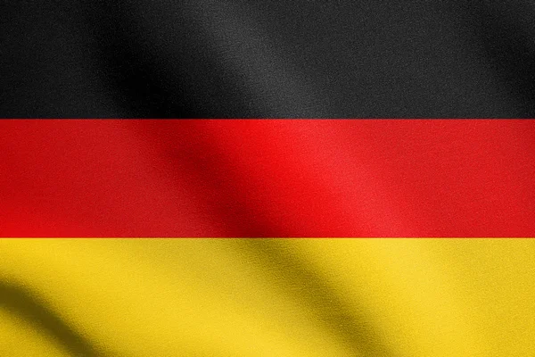 Flag of Germany waving in wind with fabric texture — Stock Photo, Image