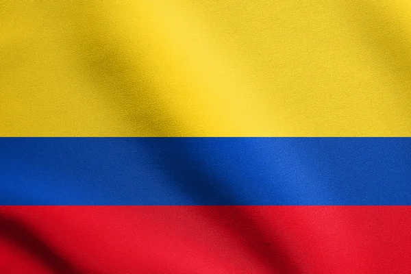 Drapeau de la Colombie agitant avec texture de tissu — Photo