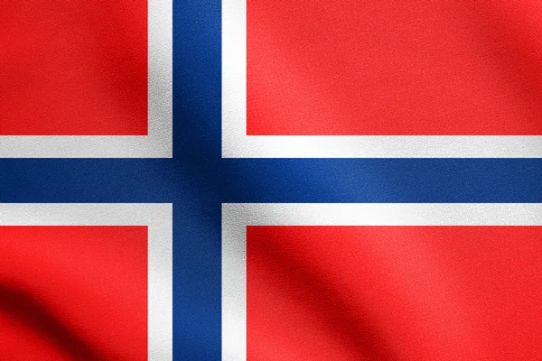 Flagge Norwegens weht im Wind mit Stoffstruktur — Stockfoto