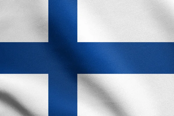 Drapeau de Finlande agitant dans le vent avec la texture du tissu — Photo