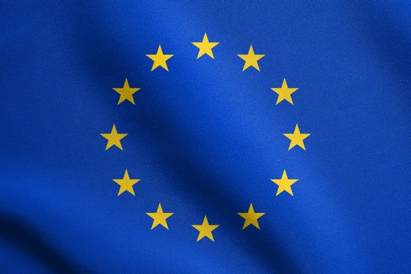 Bandeira da União Europeia acenando com textura de tecido — Fotografia de Stock