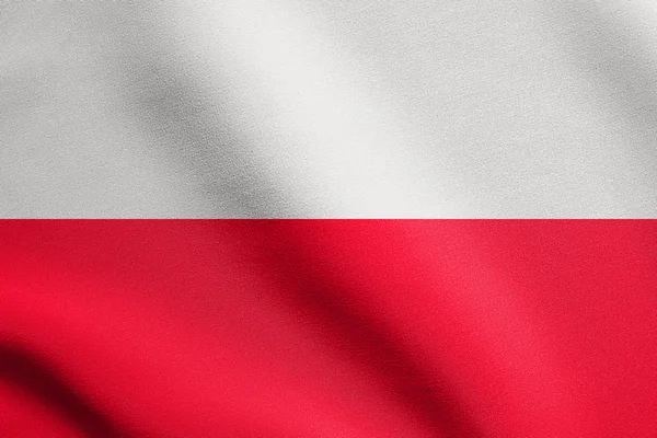 Drapeau de Pologne agitant dans le vent avec la texture du tissu — Photo