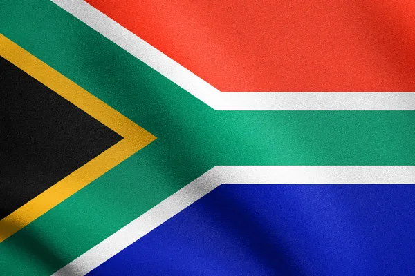 Drapeau de l'Afrique du Sud agitant avec texture de tissu — Photo