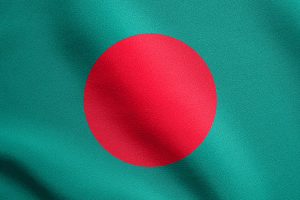 Bandeira de Bangladesh acenando com textura de tecido — Fotografia de Stock