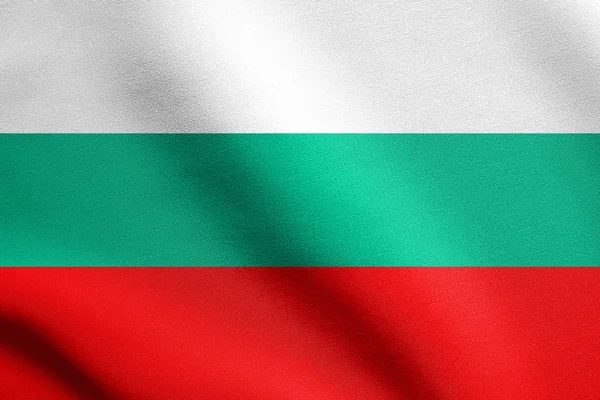 Vlag van Bulgarije zwaaien met textuur van de stof — Stockfoto