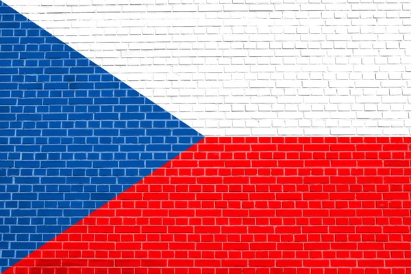 Flagga Tjeckien på tegel vägg textur bakgrund — Stockfoto