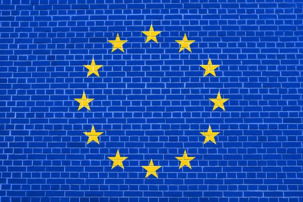 Bandeira da Europa em parede de tijolo textura fundo — Fotografia de Stock