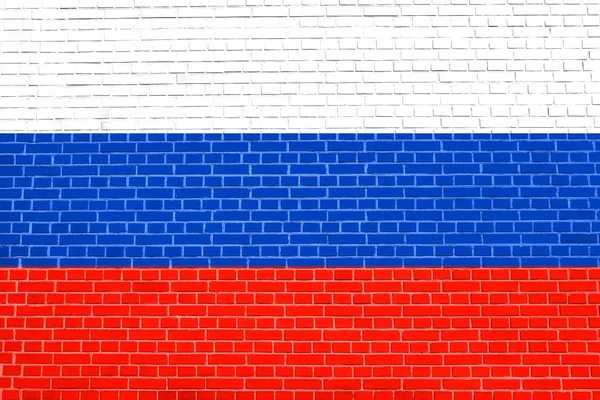 Bandeira da Rússia em parede de tijolo textura fundo — Fotografia de Stock