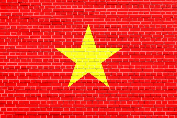 Drapeau du Vietnam sur fond de texture de mur de briques — Photo