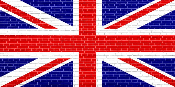 Tuğla duvar doku arka plan üzerinde İngiltere bayrağı — Stok fotoğraf