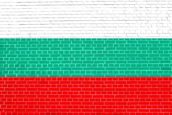 Flagge von Bulgarien auf Ziegelwand Textur Hintergrund — Stockfoto