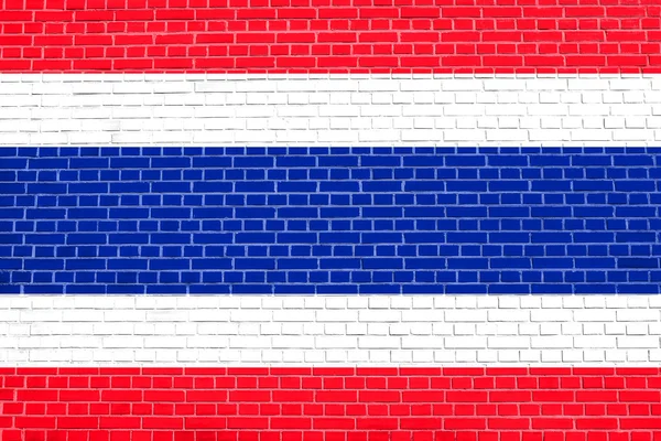 Bandiera della Thailandia su sfondo texture muro di mattoni — Foto Stock