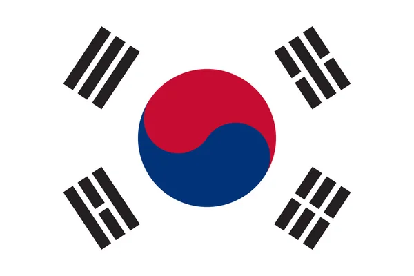 Flagge Südkoreas in den richtigen Proportionen und Farben — Stockvektor