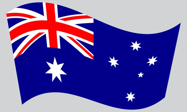Flagga Australien vifta på grå bakgrund — Stock vektor