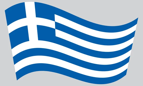 灰色の背景に手を振っているギリシャの旗 — ストックベクタ