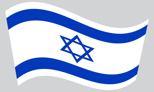 회색 배경에 물결치는 이스라엘의 국기 — 스톡 벡터