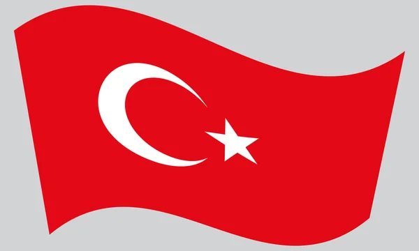 Flag of Turkey waving on gray background — Stock Vector