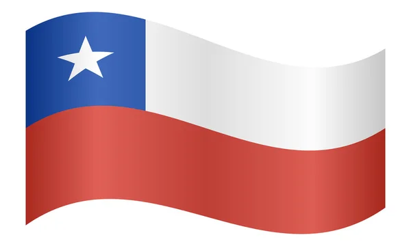 Bandiera del Cile sventola su sfondo bianco — Vettoriale Stock