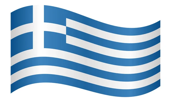 Drapeau de la Grèce agitant sur fond blanc — Image vectorielle